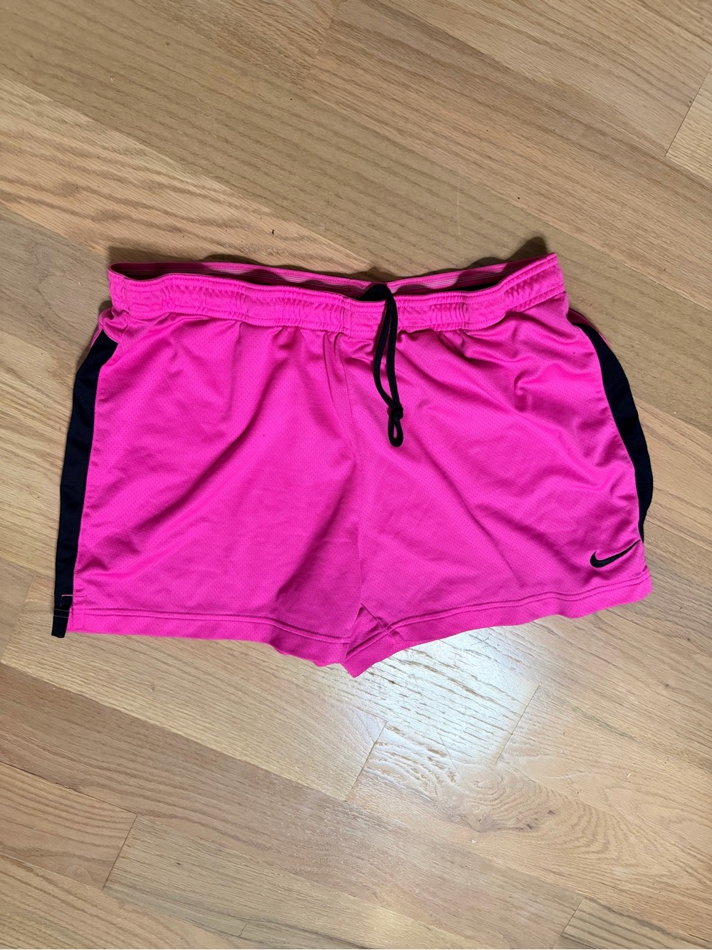 Nike Women’s Hot Pink Dri Fit Athletic Running Shorts with Black Side Panels